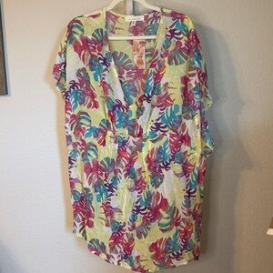 Francesca's Collections Multicolor Tropical Swim Coverup‎
